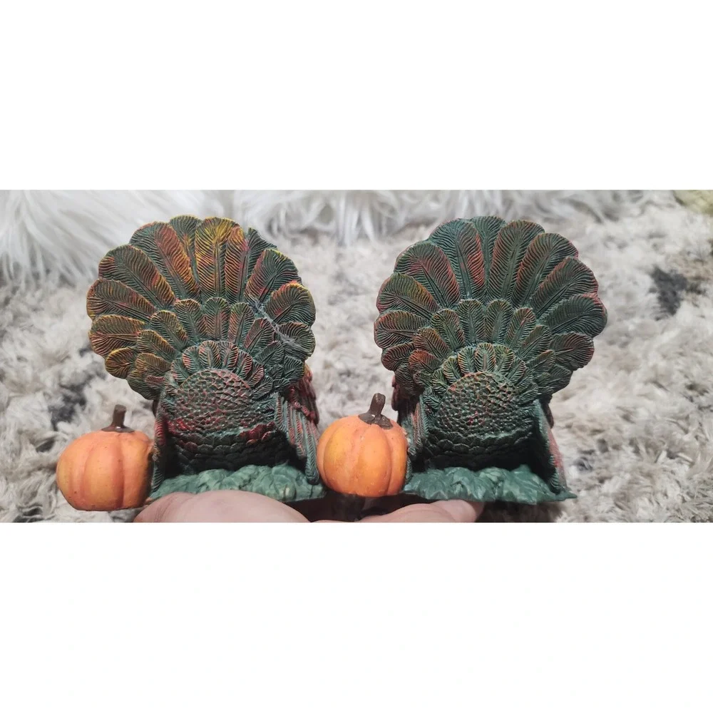 2pc Vintage Turkey Candle Holders Thanksgiving Two‎ Turkey Set Fall